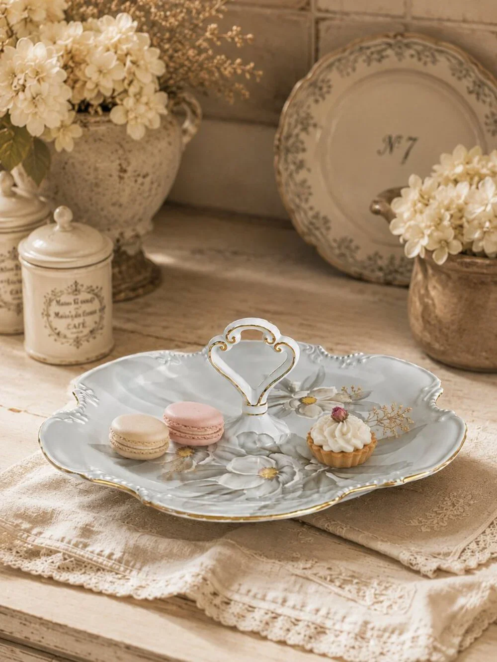 Vintage Noritake Cake Serving Plate Floral Transferware